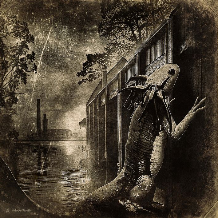 Wydruk na piance z serii Retro zwierzęta nocy wykonane za pomocą AI przy użyciu strony AdobeFirefly autor Wojciech Stachura